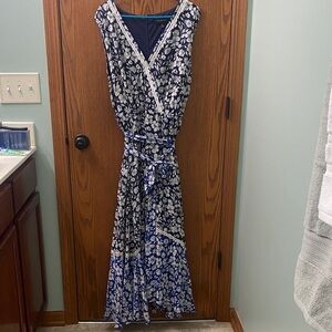 Lane Bryant Navy and White Floral Maxi Dress